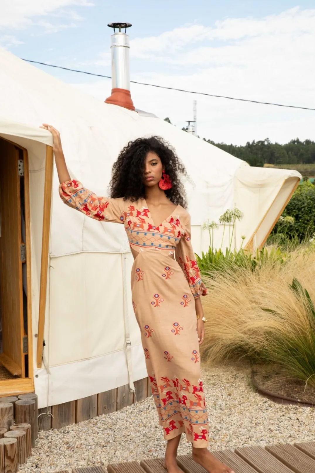 Outlet VESTIDO BASILIOBEIGE Vestidos midi