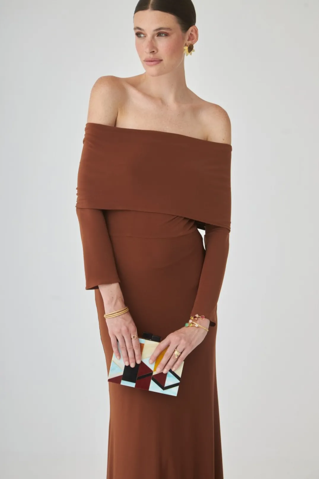 Cheap VESTIDO CHOCOBMARRÓN Vestidos largos