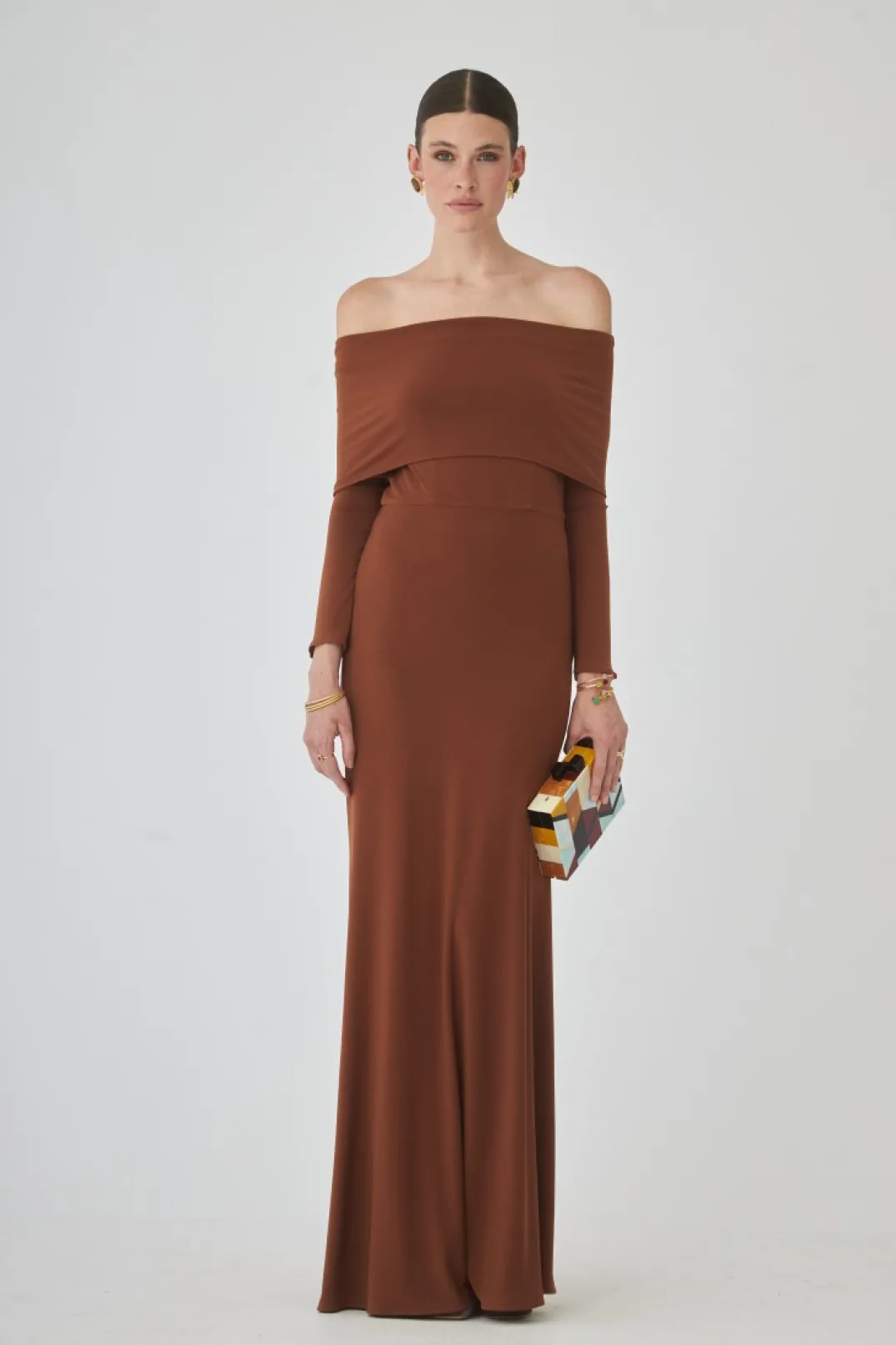 Cheap VESTIDO CHOCOBMARRÓN Vestidos largos