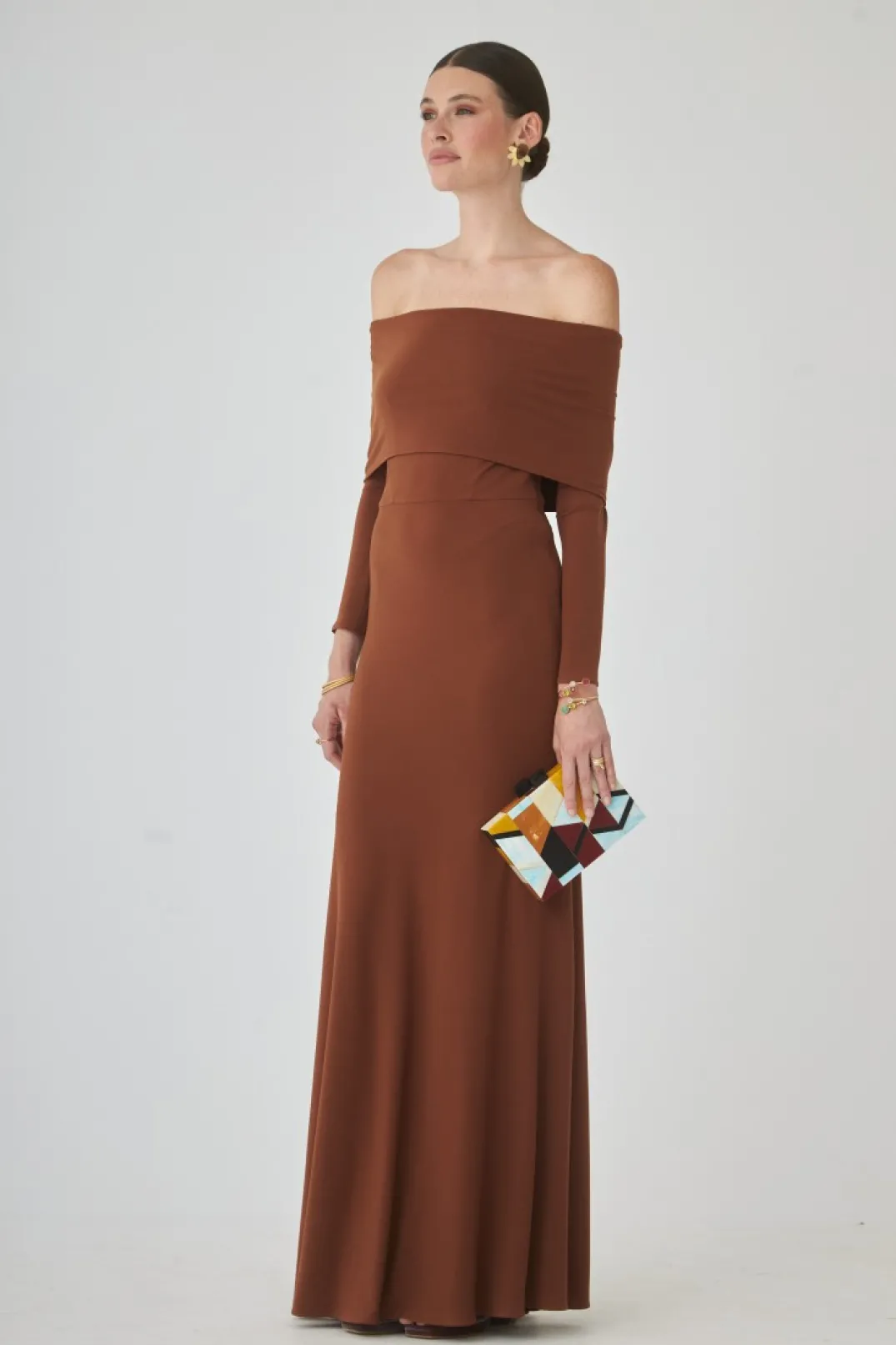 Cheap VESTIDO CHOCOBMARRÓN Vestidos largos