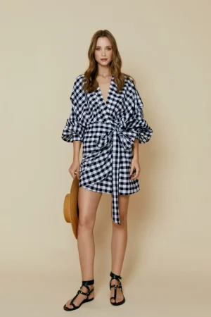 Hot VESTIDO CORTO ELIA CORTOCUADROS NEGROS Vestidos