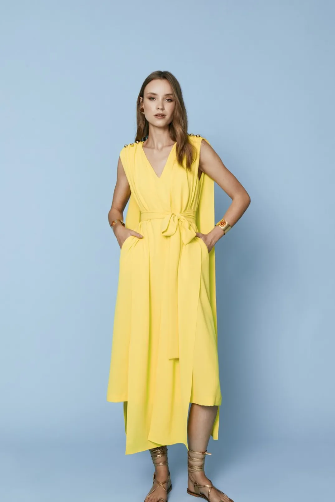 Discount VESTIDO COSMINAAMARILLO Vestidos midi