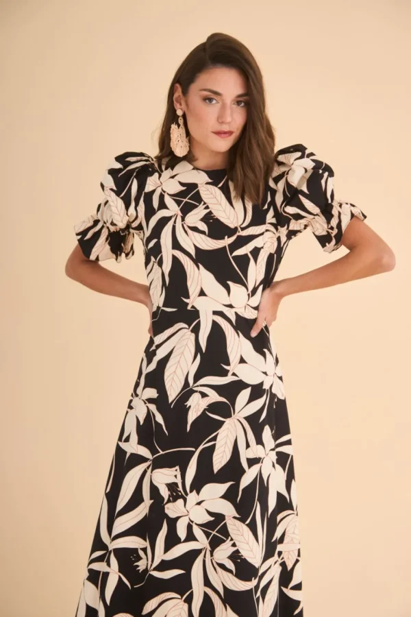 Outlet Vestido Palomaestampado Negro | Vestidos midi