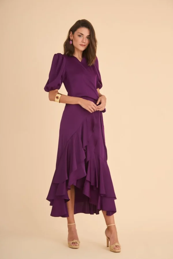 Discount VESTIDO PLACISBERENJENA Vestidos midi