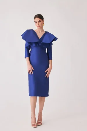 Fashion Vestido Rocio Mb Azul | MARIA BARAZA X COOSY | Vestidos midi